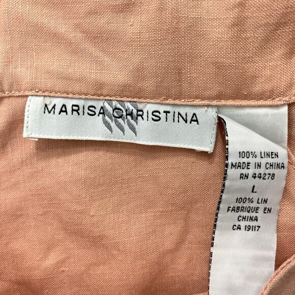 Marisa‎ Christina Linen Top Womens Large Sleeveless Blouse Button Back Coastal - Picture 3 of 8